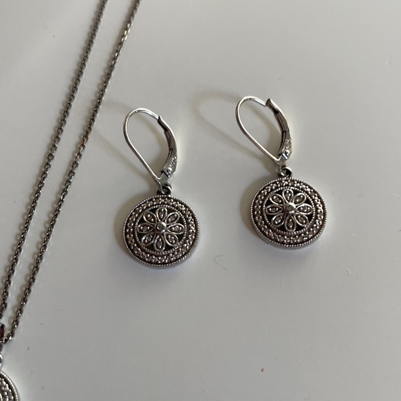 Saks Fifth Ave Sterling Silver & Natural Diamond Necklace Earrings Set - Picture 3 of 6